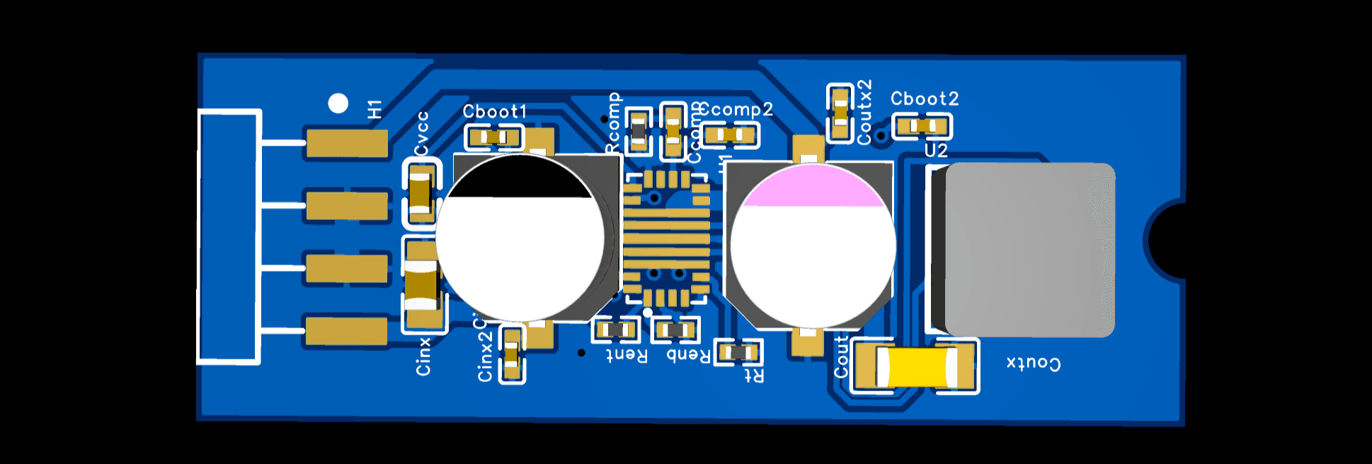 Render of a blue PCB