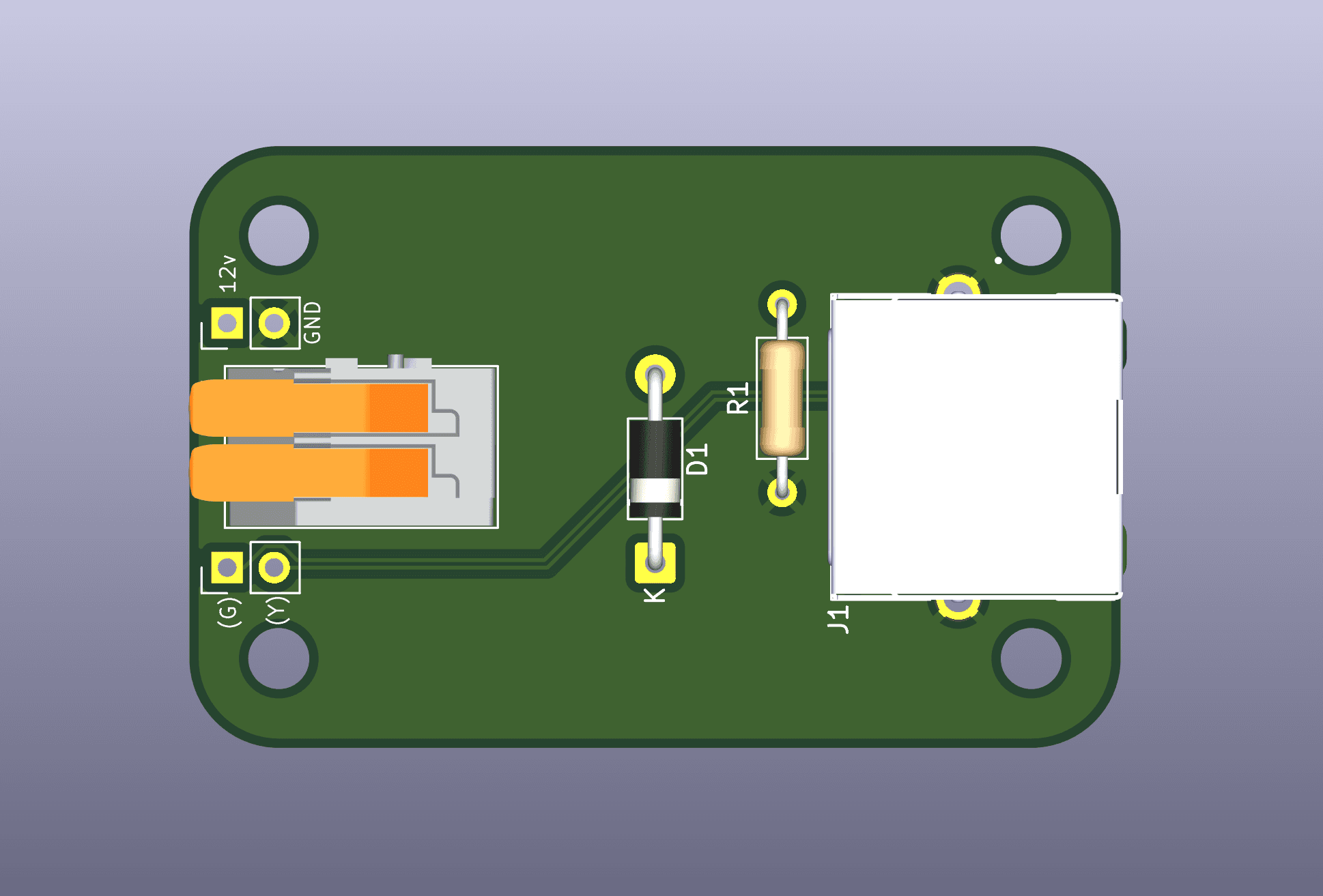 Render of a small power PCB