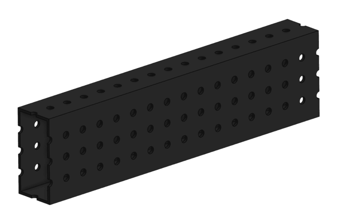 CAD model of box tube with a hole pattern