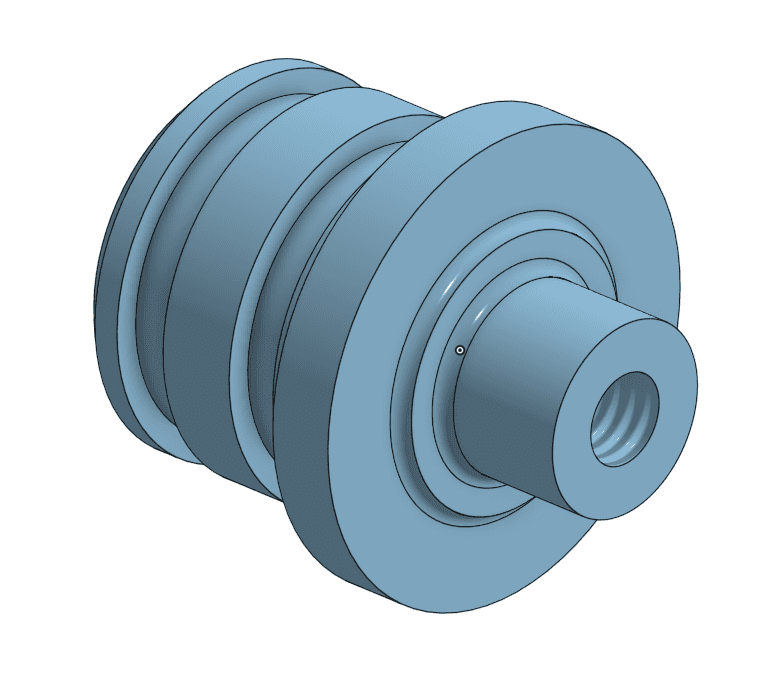 CAD model of a threaded shaft end insert